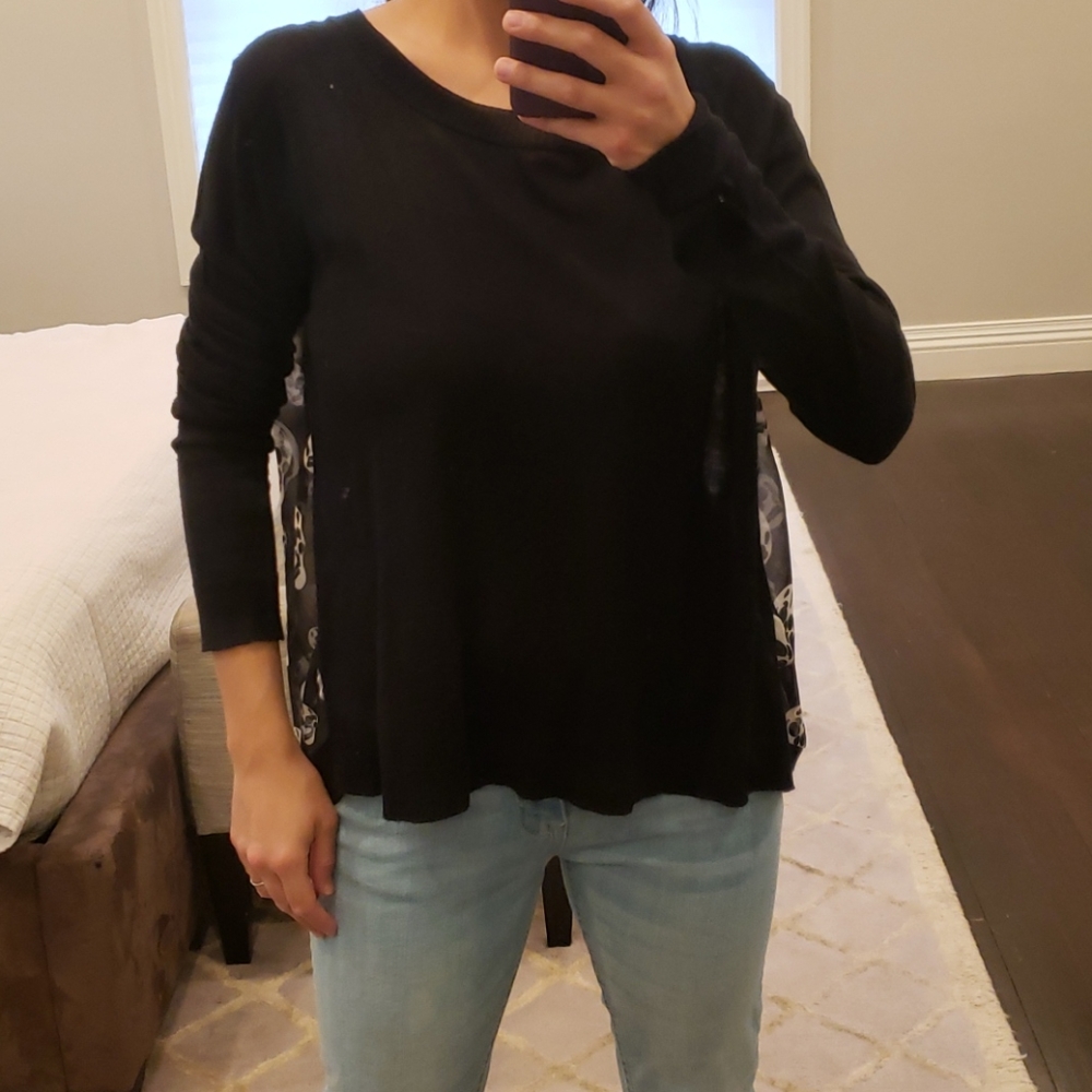 WOMEN'S REHAB BLACK SKELETON SHIRT TOP BLOUSE